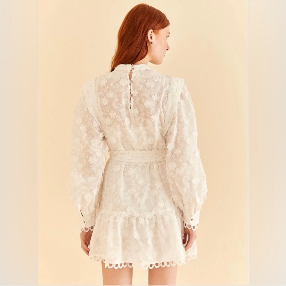 Farm Rio Off-White 3d Flower Pleated Mini Dress - Picture 12 of 13